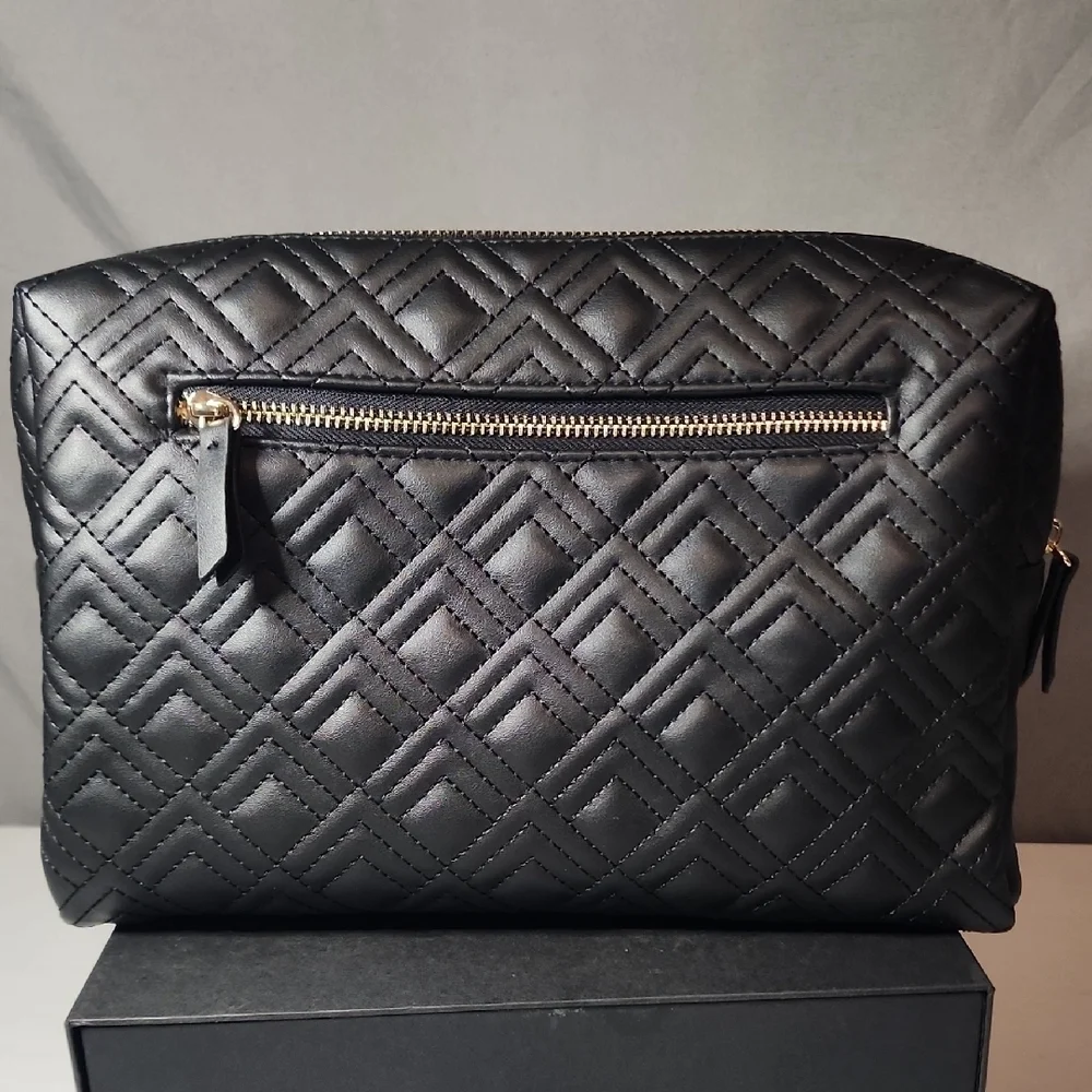 Trina Turk Black Quilted Cosmetic Bag
